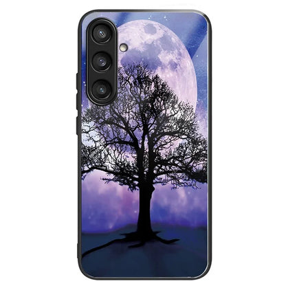 For Samsung Galaxy A54 5G Pattern Printing Phone Case Tempered Glass+TPU Hybrid Cover