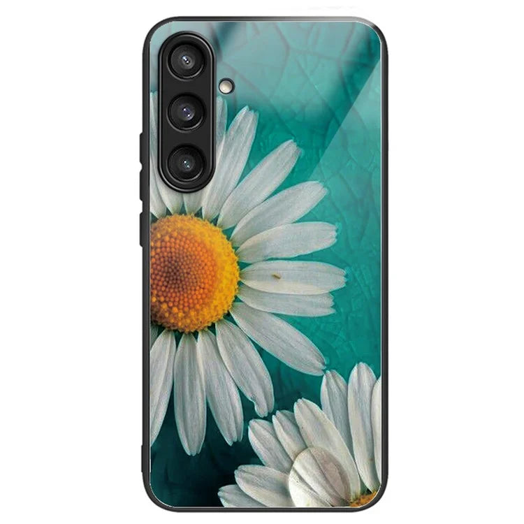 For Samsung Galaxy A54 5G Pattern Printing Phone Case Tempered Glass+TPU Hybrid Cover