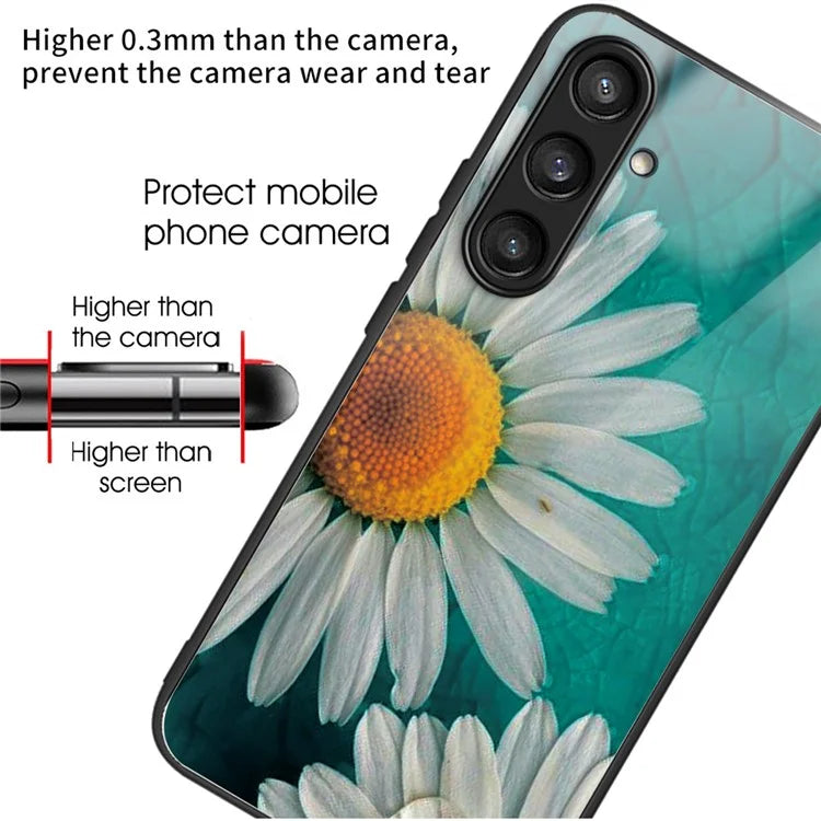 For Samsung Galaxy A54 5G Pattern Printing Phone Case Tempered Glass+TPU Hybrid Cover