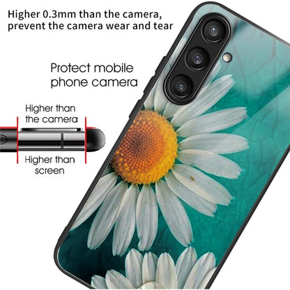 For Samsung Galaxy A54 5G Pattern Printing Phone Case Tempered Glass+TPU Hybrid Cover