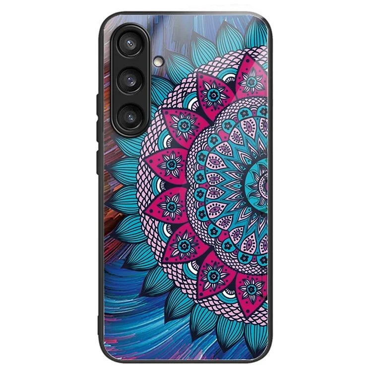 For Samsung Galaxy A54 5G Pattern Printing Phone Case Tempered Glass+TPU Hybrid Cover