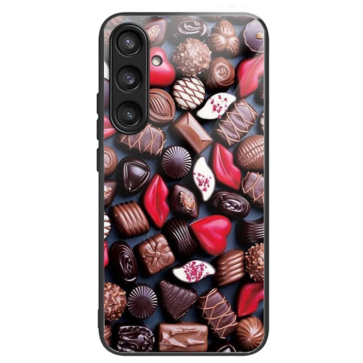 For Samsung Galaxy A54 5G Pattern Printing Phone Case Tempered Glass+TPU Hybrid Cover