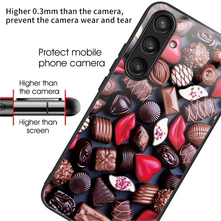 For Samsung Galaxy A54 5G Pattern Printing Phone Case Tempered Glass+TPU Hybrid Cover