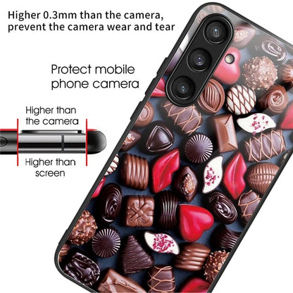 For Samsung Galaxy A54 5G Pattern Printing Phone Case Tempered Glass+TPU Hybrid Cover