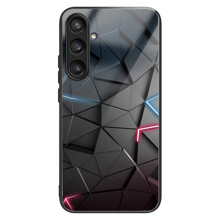 For Samsung Galaxy A54 5G Pattern Printing Phone Case Tempered Glass+TPU Hybrid Cover