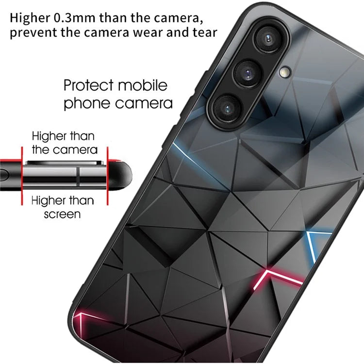 For Samsung Galaxy A54 5G Pattern Printing Phone Case Tempered Glass+TPU Hybrid Cover