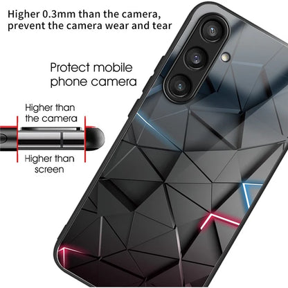 For Samsung Galaxy A54 5G Pattern Printing Phone Case Tempered Glass+TPU Hybrid Cover