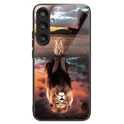 For Samsung Galaxy A54 5G Pattern Printing Phone Case Tempered Glass+TPU Hybrid Cover