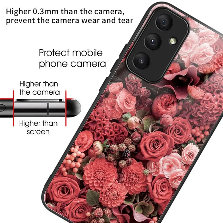 For Samsung Galaxy A55 5G Tempered Glass+TPU Phone Case Pattern Printing