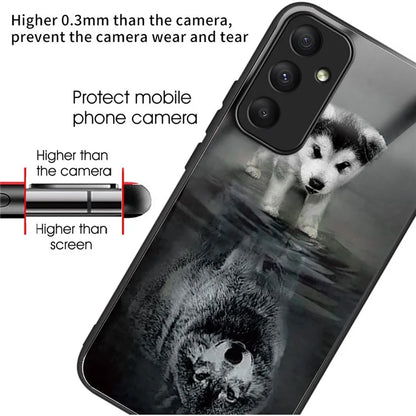 For Samsung Galaxy A55 5G Tempered Glass+TPU Phone Case Pattern Printing