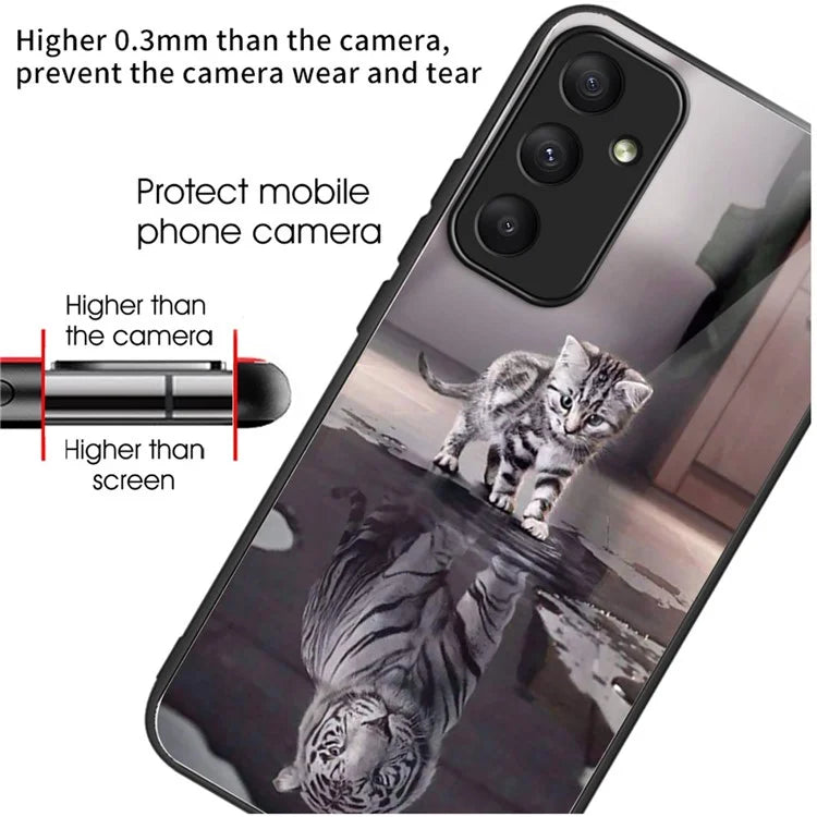 For Samsung Galaxy A55 5G Tempered Glass+TPU Phone Case Pattern Printing