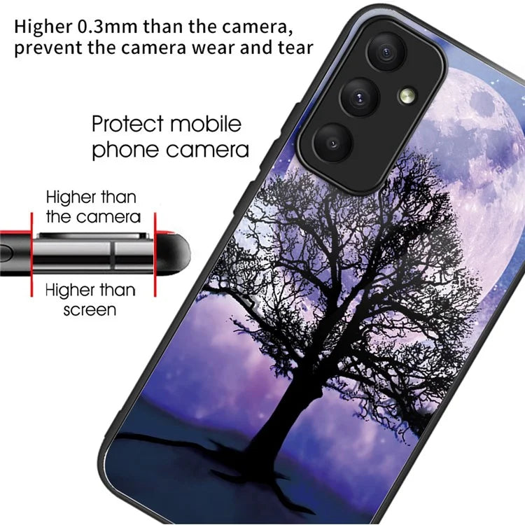 For Samsung Galaxy A55 5G Tempered Glass+TPU Phone Case Pattern Printing