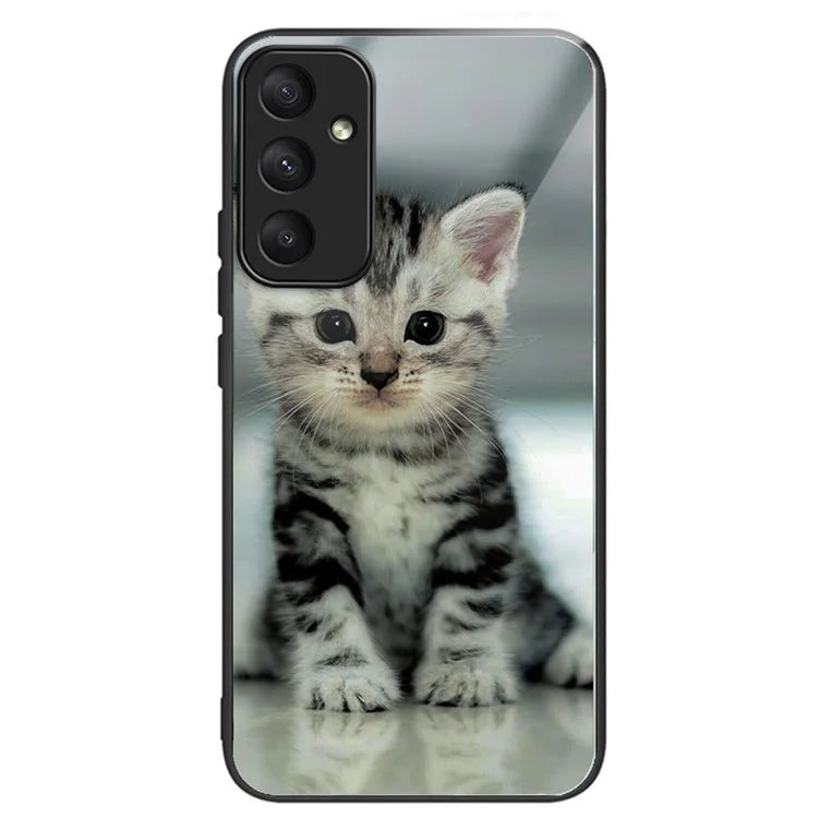For Samsung Galaxy A55 5G Tempered Glass+TPU Phone Case Pattern Printing
