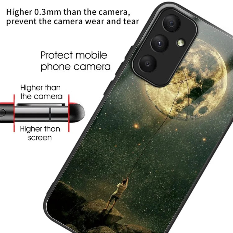 For Samsung Galaxy A55 5G Tempered Glass+TPU Phone Case Pattern Printing