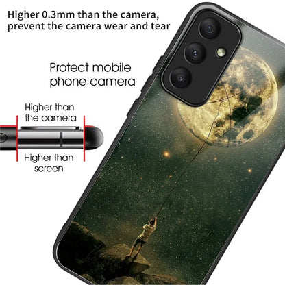 For Samsung Galaxy A55 5G Tempered Glass+TPU Phone Case Pattern Printing