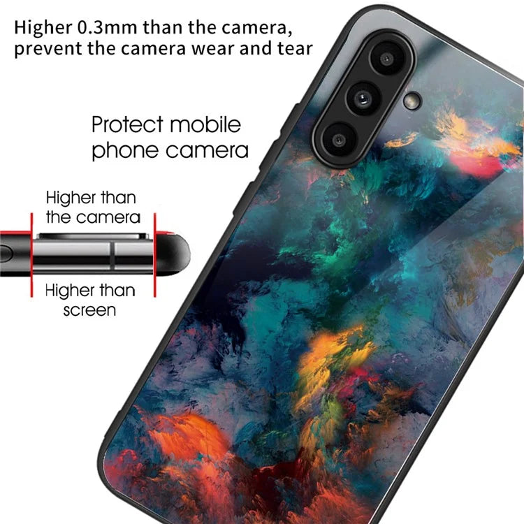 Tempered Glass Case for Samsung Galaxy A14 4G / 5G TPU Frame Pattern Printing
