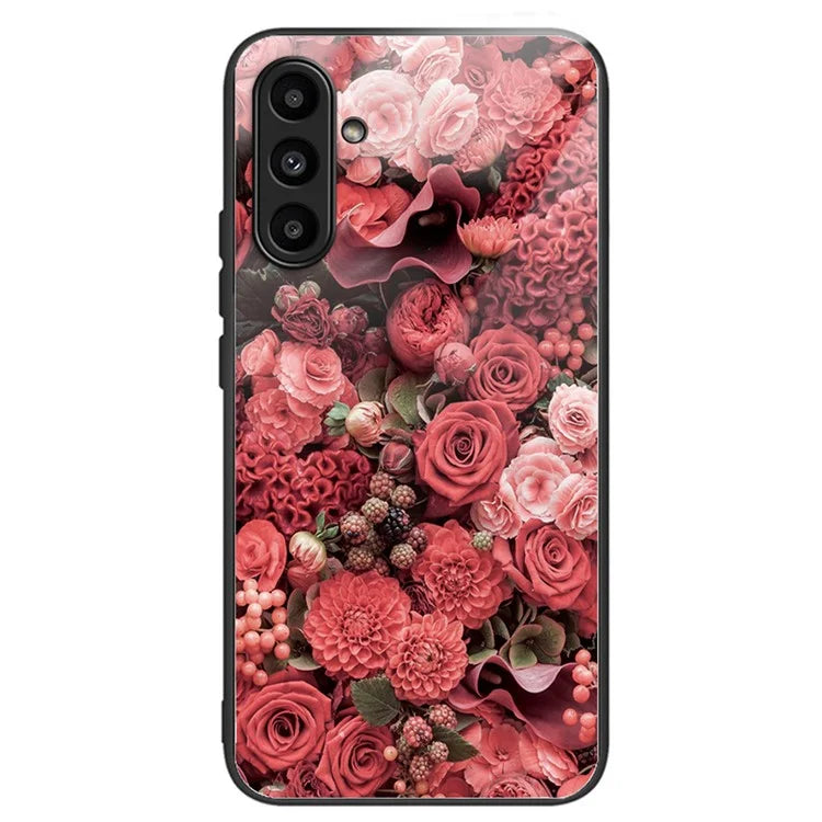 Tempered Glass Case for Samsung Galaxy A14 4G / 5G TPU Frame Pattern Printing