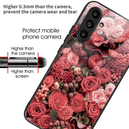 Tempered Glass Case for Samsung Galaxy A14 4G / 5G TPU Frame Pattern Printing