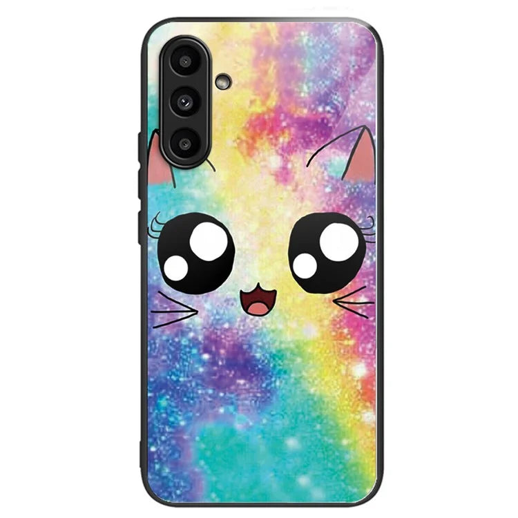 Tempered Glass Case for Samsung Galaxy A14 4G / 5G TPU Frame Pattern Printing