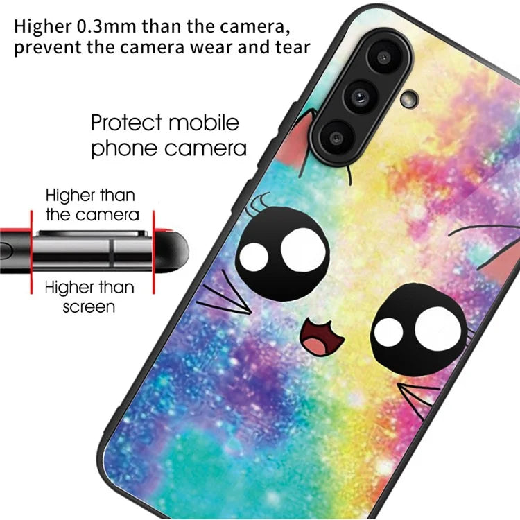Tempered Glass Case for Samsung Galaxy A14 4G / 5G TPU Frame Pattern Printing