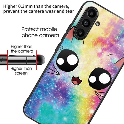 Tempered Glass Case for Samsung Galaxy A14 4G / 5G TPU Frame Pattern Printing