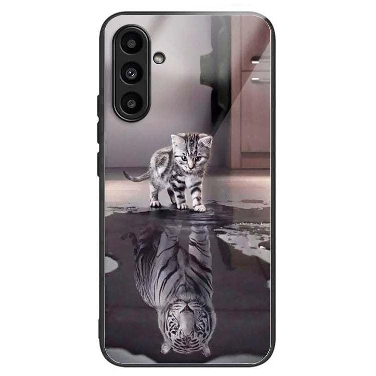Tempered Glass Case for Samsung Galaxy A14 4G / 5G TPU Frame Pattern Printing