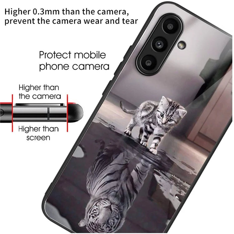 Tempered Glass Case for Samsung Galaxy A14 4G / 5G TPU Frame Pattern Printing