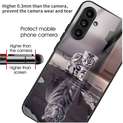 Tempered Glass Case for Samsung Galaxy A14 4G / 5G TPU Frame Pattern Printing