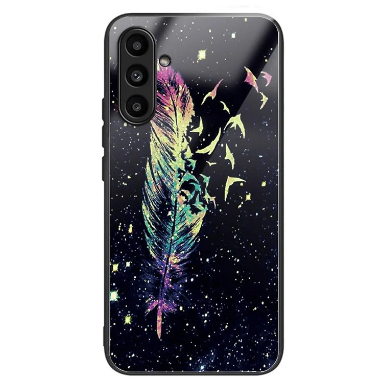 Tempered Glass Case for Samsung Galaxy A14 4G / 5G TPU Frame Pattern Printing