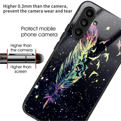 Tempered Glass Case for Samsung Galaxy A14 4G / 5G TPU Frame Pattern Printing