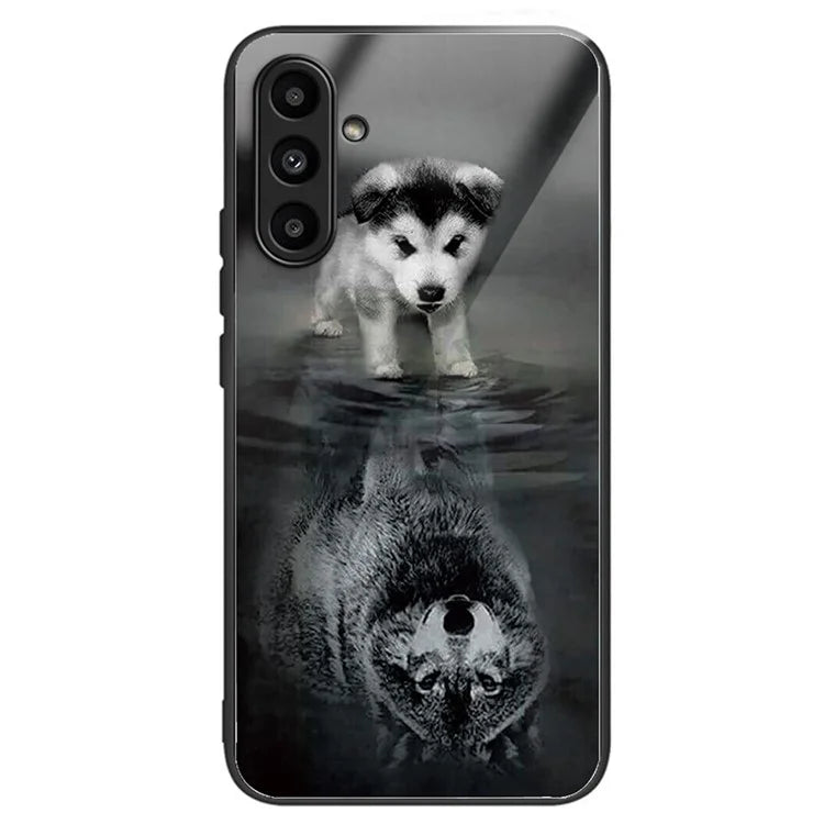 Tempered Glass Case for Samsung Galaxy A14 4G / 5G TPU Frame Pattern Printing