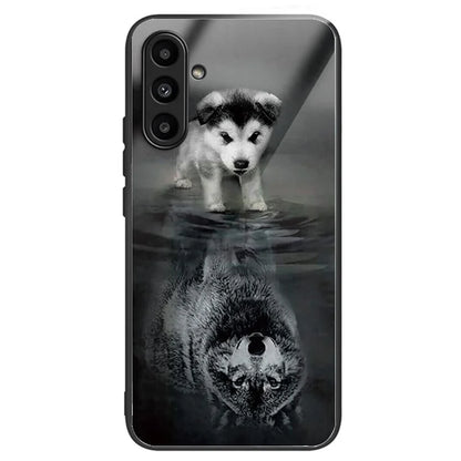Tempered Glass Case for Samsung Galaxy A14 4G / 5G TPU Frame Pattern Printing