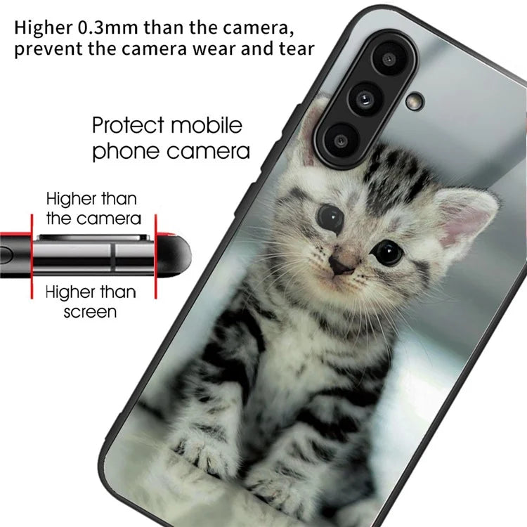 Tempered Glass Case for Samsung Galaxy A14 4G / 5G TPU Frame Pattern Printing