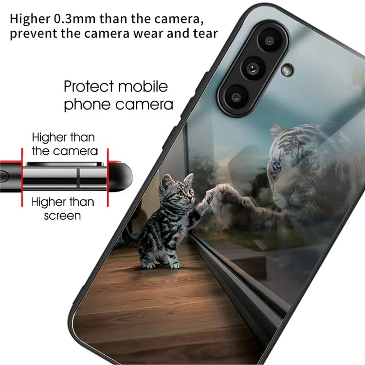 Tempered Glass Case for Samsung Galaxy A14 4G / 5G TPU Frame Pattern Printing