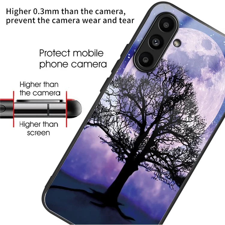 Tempered Glass Case for Samsung Galaxy A14 4G / 5G TPU Frame Pattern Printing