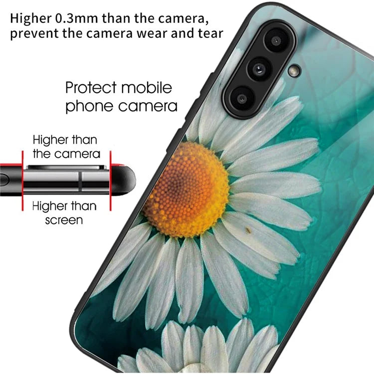Tempered Glass Case for Samsung Galaxy A14 4G / 5G TPU Frame Pattern Printing