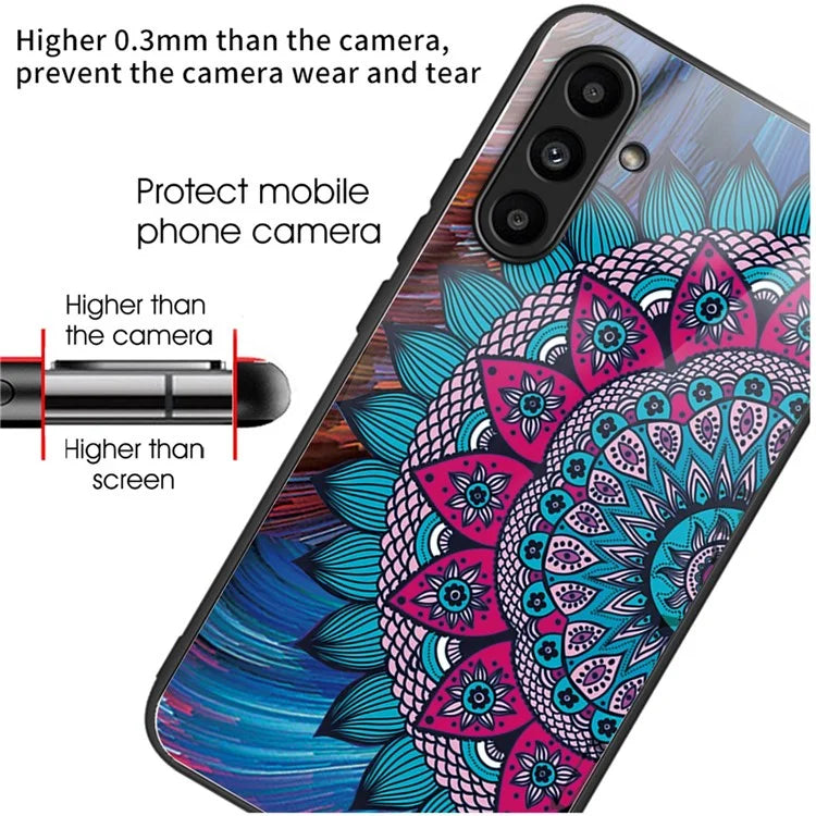 Tempered Glass Case for Samsung Galaxy A14 4G / 5G TPU Frame Pattern Printing