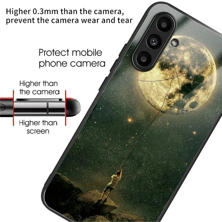 Tempered Glass Case for Samsung Galaxy A14 4G / 5G TPU Frame Pattern Printing