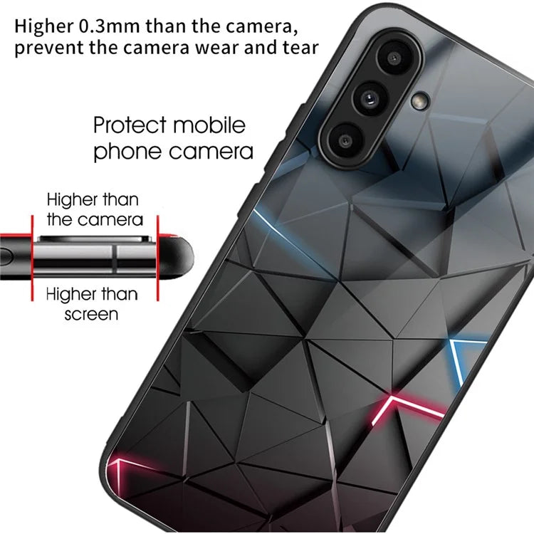 Tempered Glass Case for Samsung Galaxy A14 4G / 5G TPU Frame Pattern Printing