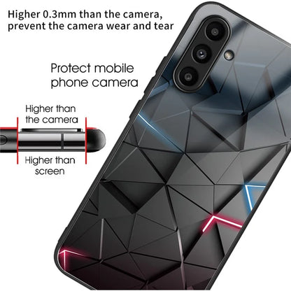 Tempered Glass Case for Samsung Galaxy A14 4G / 5G TPU Frame Pattern Printing