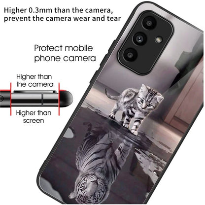 For Samsung Galaxy A15 4G / 5G Phone Case Pattern Printing Tempered Glass Cover