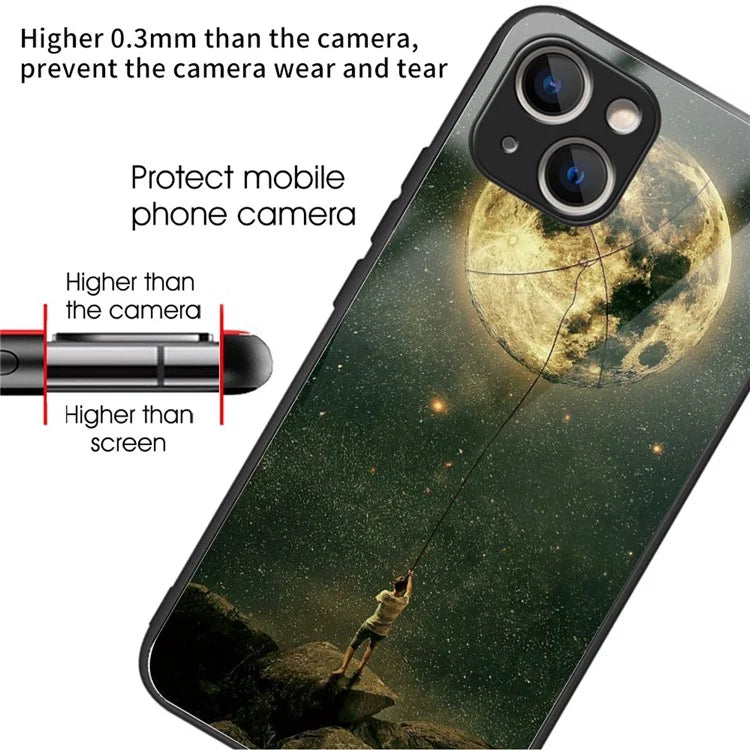 Tempered Glass+TPU Case for iPhone 15 Phone Cover Pattern Printing