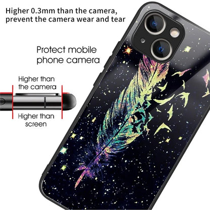 Tempered Glass+TPU Case for iPhone 15 Phone Cover Pattern Printing