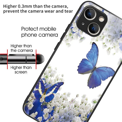 Tempered Glass+TPU Case for iPhone 15 Phone Cover Pattern Printing