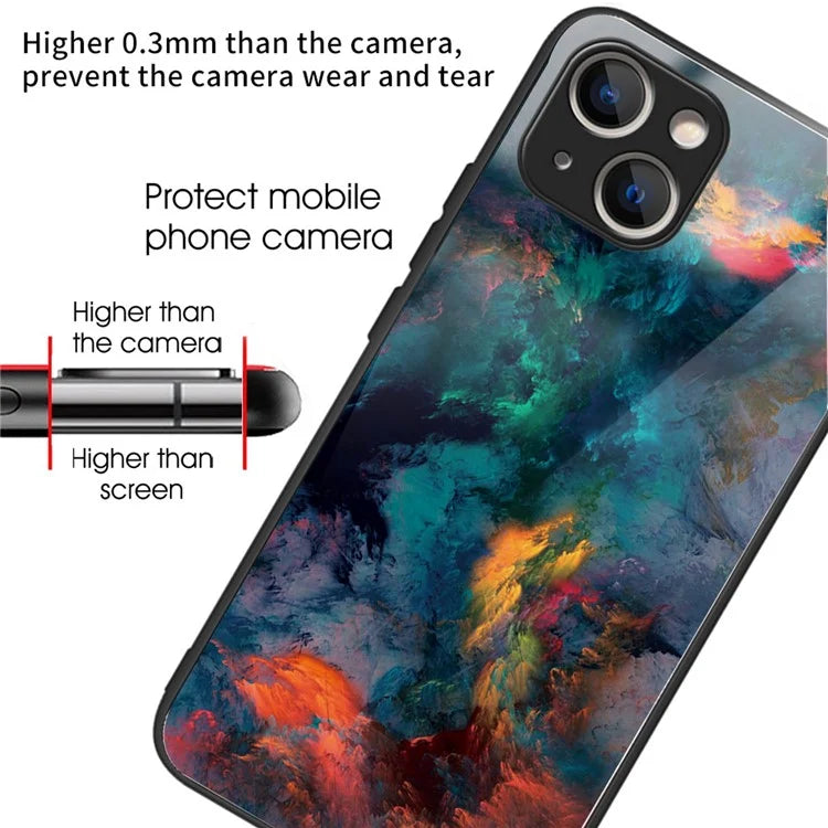 Tempered Glass+TPU Case for iPhone 15 Phone Cover Pattern Printing