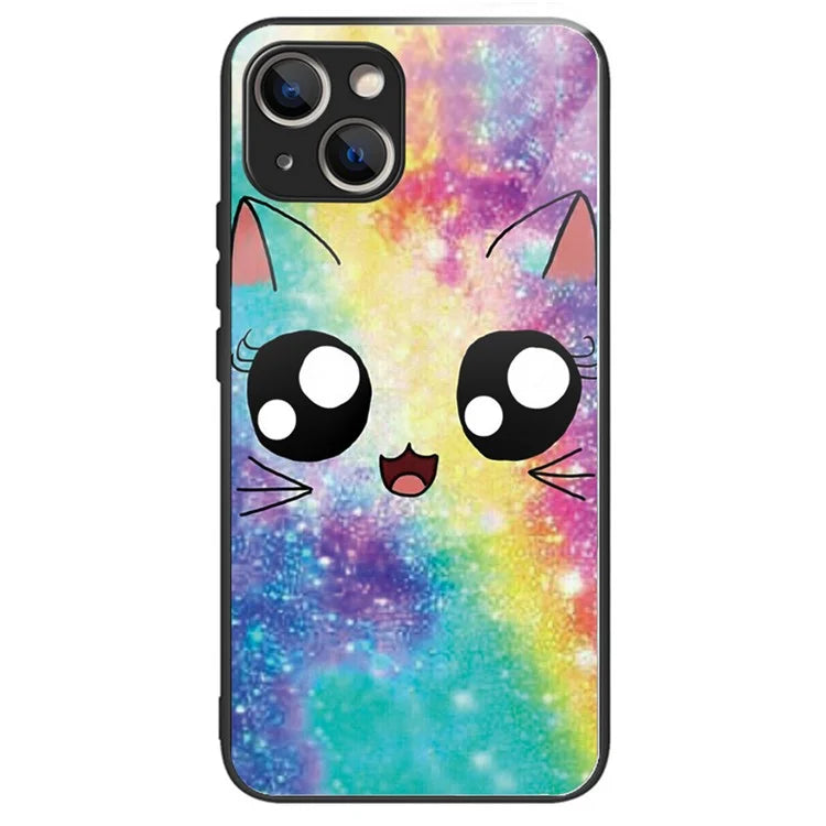 Tempered Glass+TPU Case for iPhone 15 Phone Cover Pattern Printing
