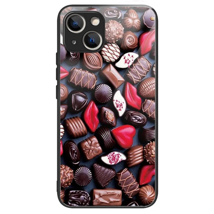 Tempered Glass+TPU Case for iPhone 15 Phone Cover Pattern Printing
