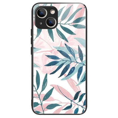 For iPhone 15 Plus Pattern Printing Phone Case TPU Frame Tempered Glass Back Cover