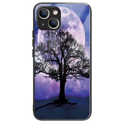 For iPhone 15 Plus Pattern Printing Phone Case TPU Frame Tempered Glass Back Cover