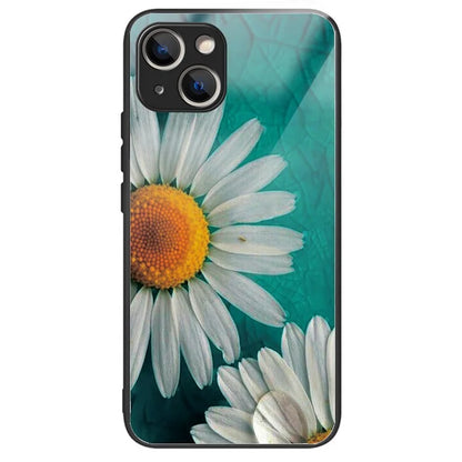 For iPhone 15 Plus Pattern Printing Phone Case TPU Frame Tempered Glass Back Cover